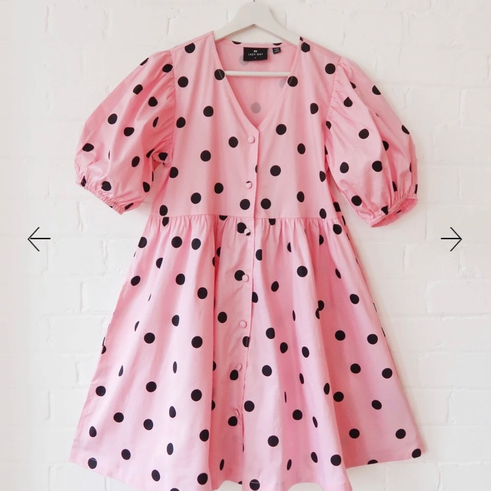 Lazy Oaf polka dot puff sleeve dress